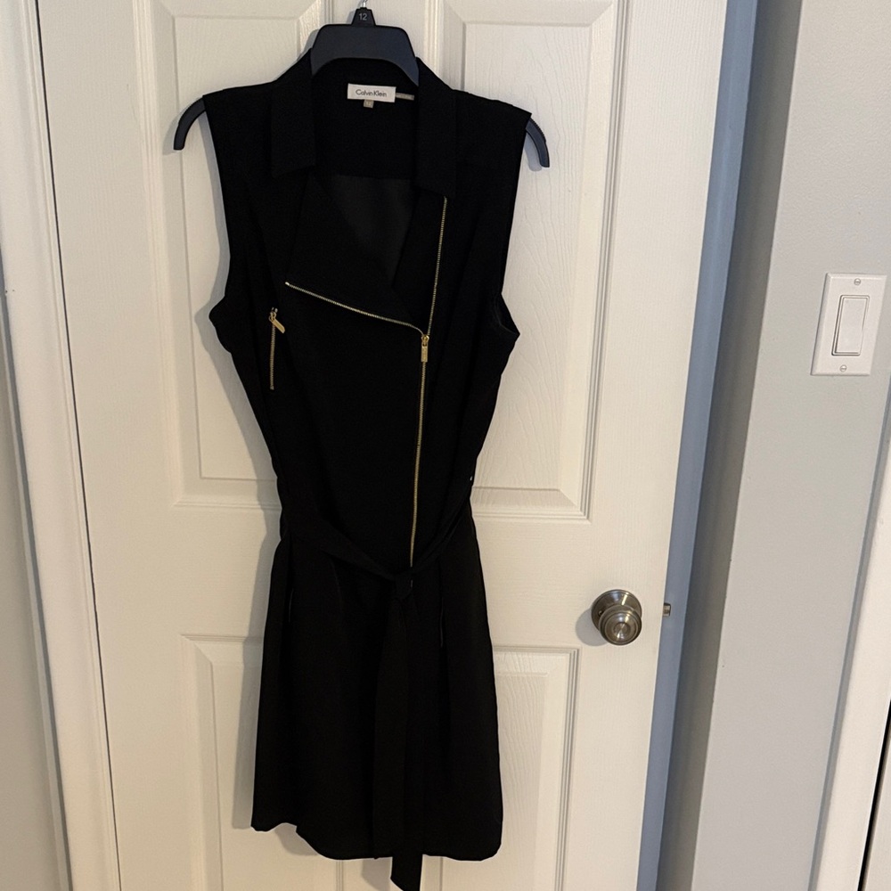Calvin Klein Black Mini Dress with Gold Zipper